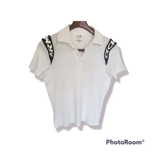ARMANI EXCHANGE, White V neck with buttons t-shirt